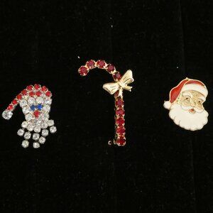 3 Piece Christmas Pin Set 1 Candy Cane 2 Santa’s